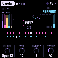 PERFORM: Filter, Wet, Energy and Sweep on the knobs