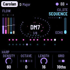 The Sequence page: Density, Octave, Length, Grid